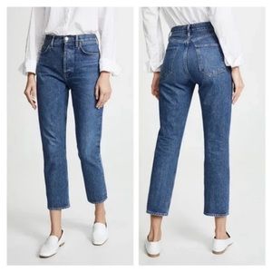 AGOLDE Riley High Rise Straight Crop Button Fly Jeans in Wink